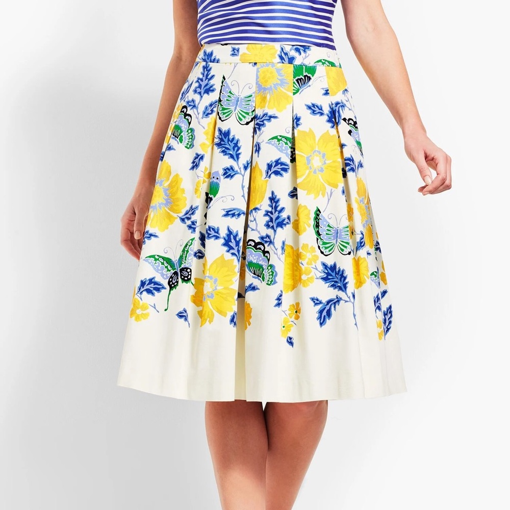 Pleated Skirt Floral Butterfly Preppy Old Money Tea Party Feminine Whimsical